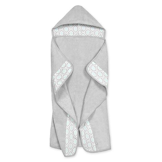 slide 1 of 1, Just Born Geometric Print Hooded Bath Towel - Blue/Grey, 1 ct