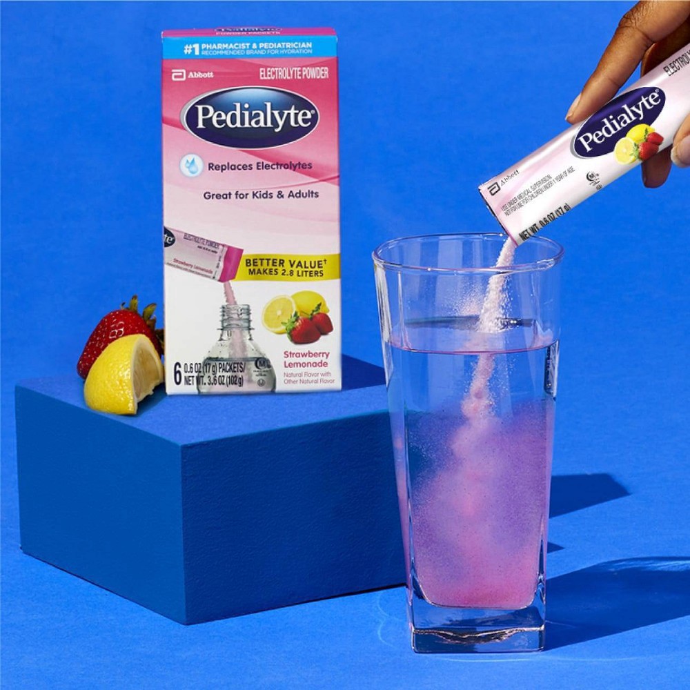 slide 15 of 17, Pedialyte Strawberry Lemonade Electrolyte Powder, 6 ct; 0.6 oz
