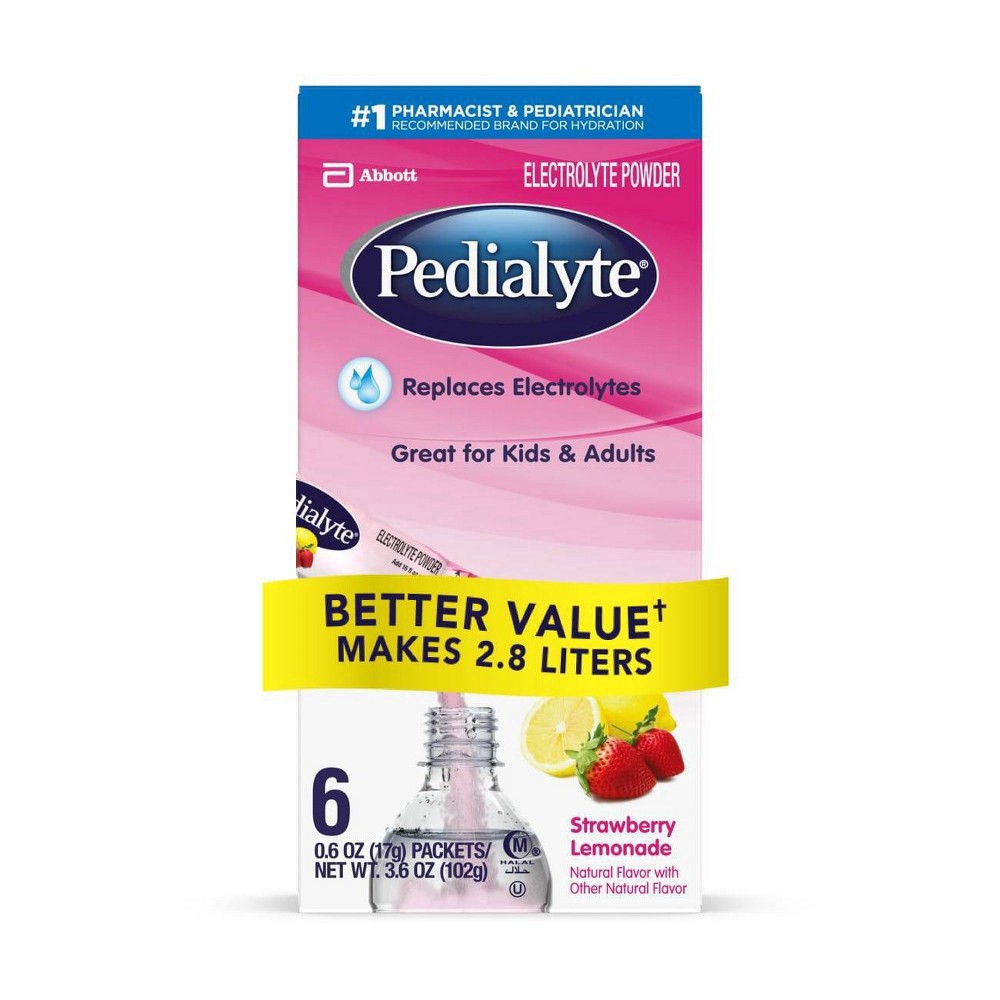 slide 12 of 17, Pedialyte Strawberry Lemonade Electrolyte Powder, 6 ct; 0.6 oz