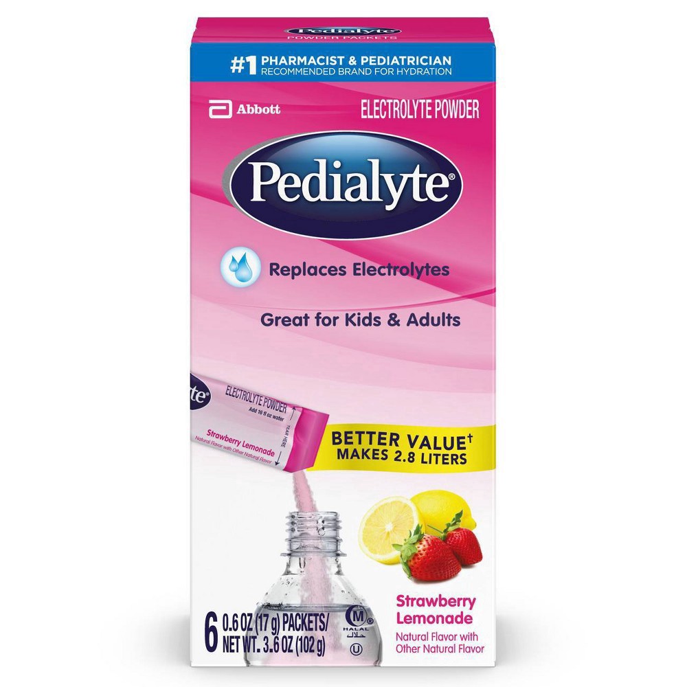 slide 13 of 17, Pedialyte Strawberry Lemonade Electrolyte Powder, 6 ct; 0.6 oz