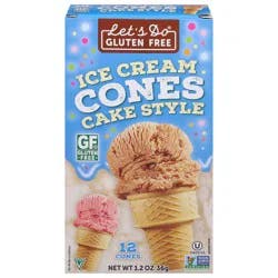 Let's Do Gluten Free Cake Style Ice Cream Cones 12 ea