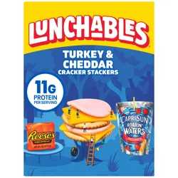 Lunchables Turkey and Cheddar Cracker Stackers with Reese's Peanut Butter Cup and Capri Sun Pacific Cooler Fun Pack, 8.9 oz Box