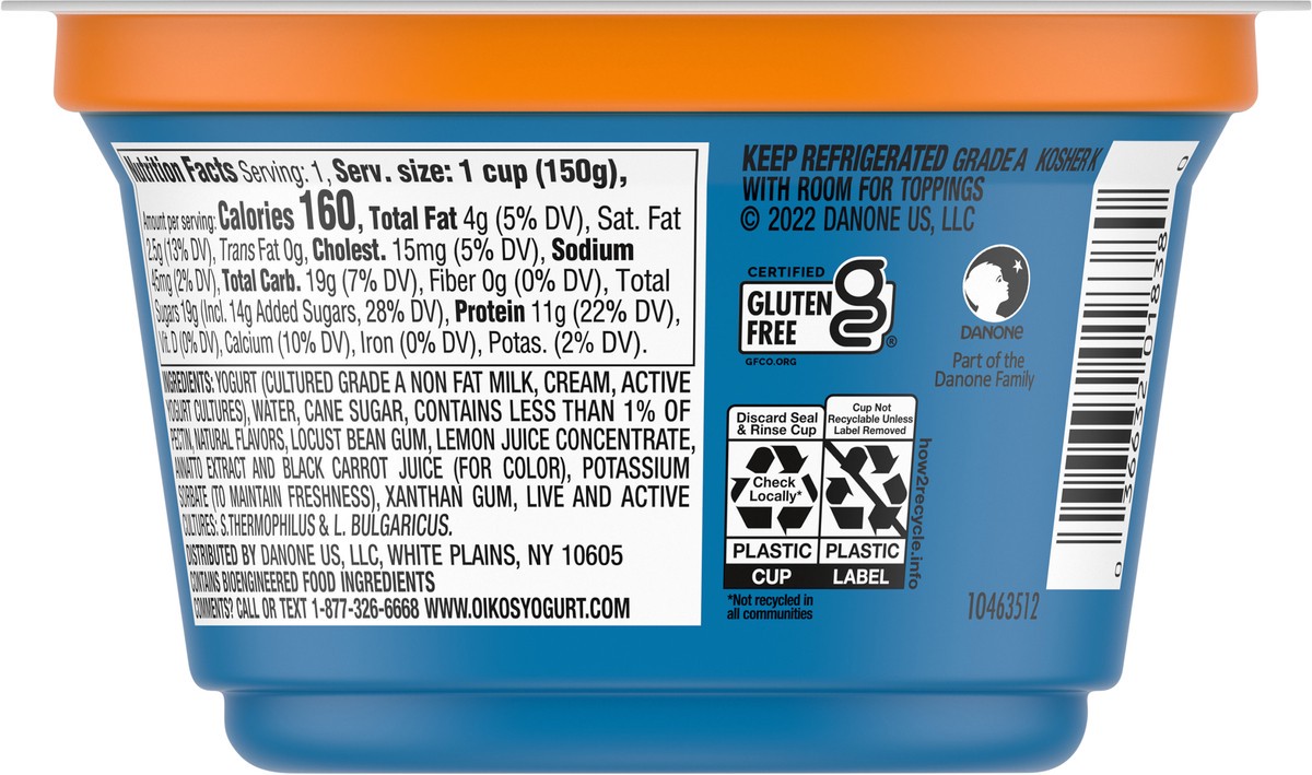 slide 10 of 14, Oikos Whole Milk Greek Yogurt, Orange Cream, 5.3 oz., 5.3 oz