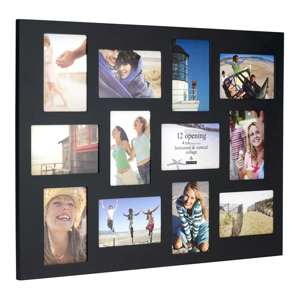 slide 1 of 1, Malden 12-Opening Collage Picture Frame - Black, 4 in x 6 in