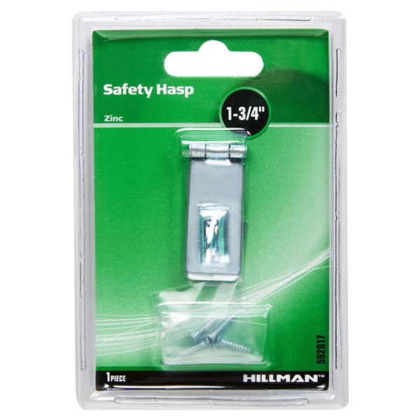 slide 1 of 1, Hillman Safety Hasp Zinc, 1-3/4'', 1 ct