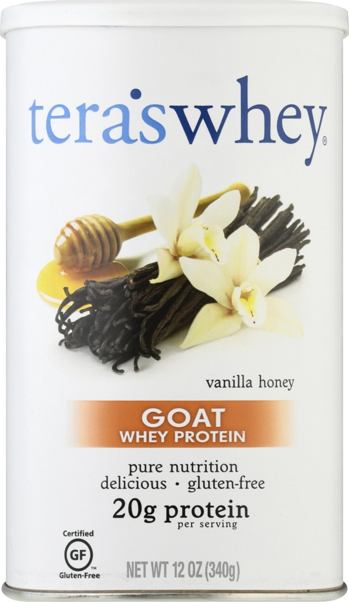 slide 2 of 13, Tera's Whey Goat Vanilla Honey Whey Protein 12 oz, 12 oz