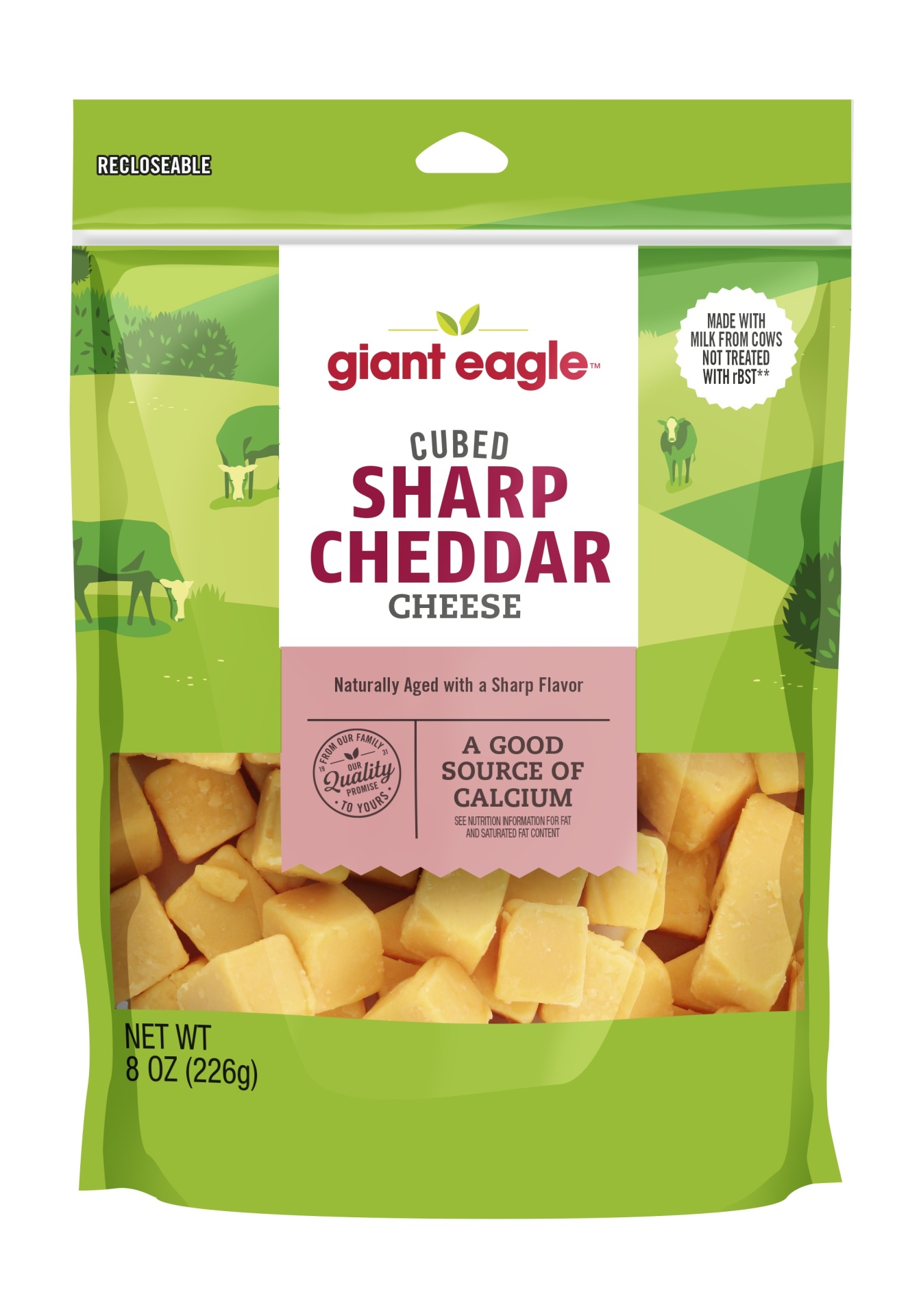 slide 1 of 1, Giant Eagle Sharp Cheddar Cheese Cubes, 8 oz