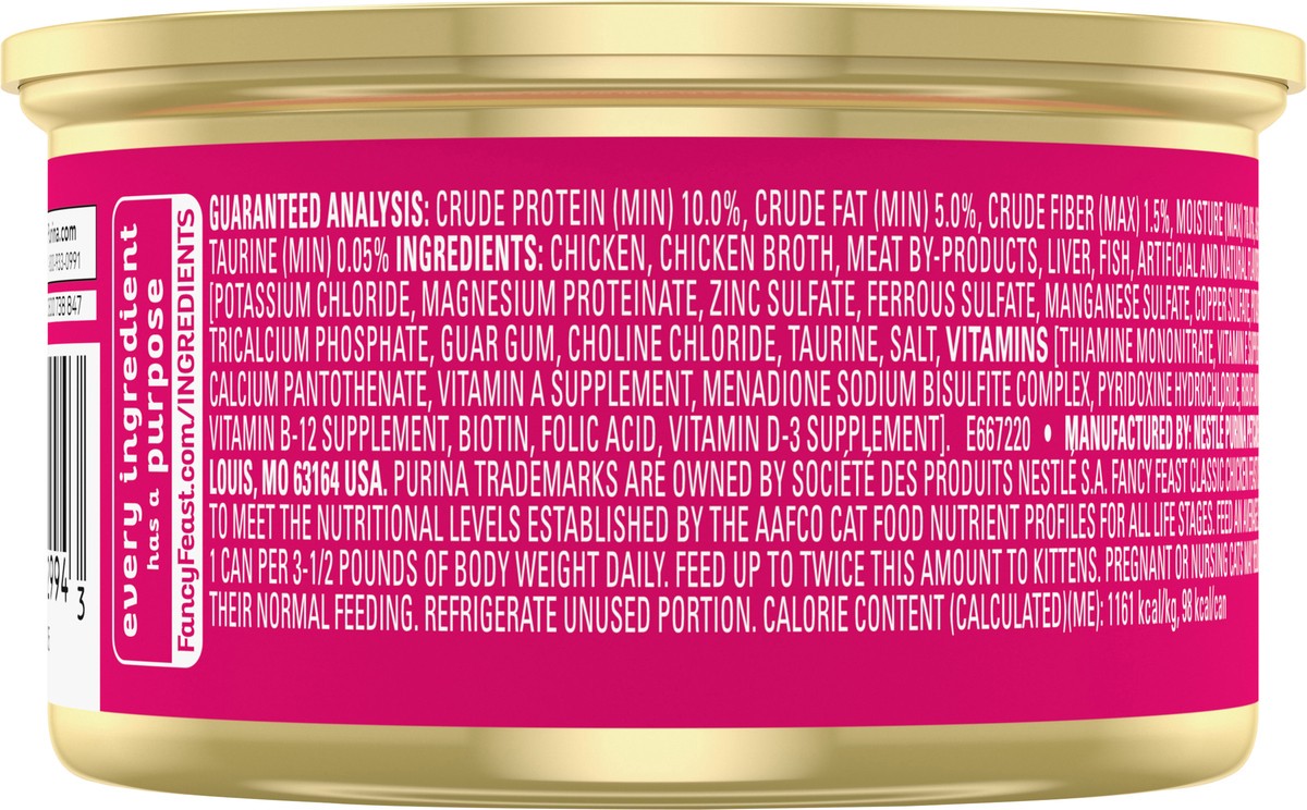 slide 5 of 7, Fancy Feast Purina Fancy Feast Chicken Feast Classic Grain Free Wet Cat Food Pate - 3 oz. Can, 3 oz