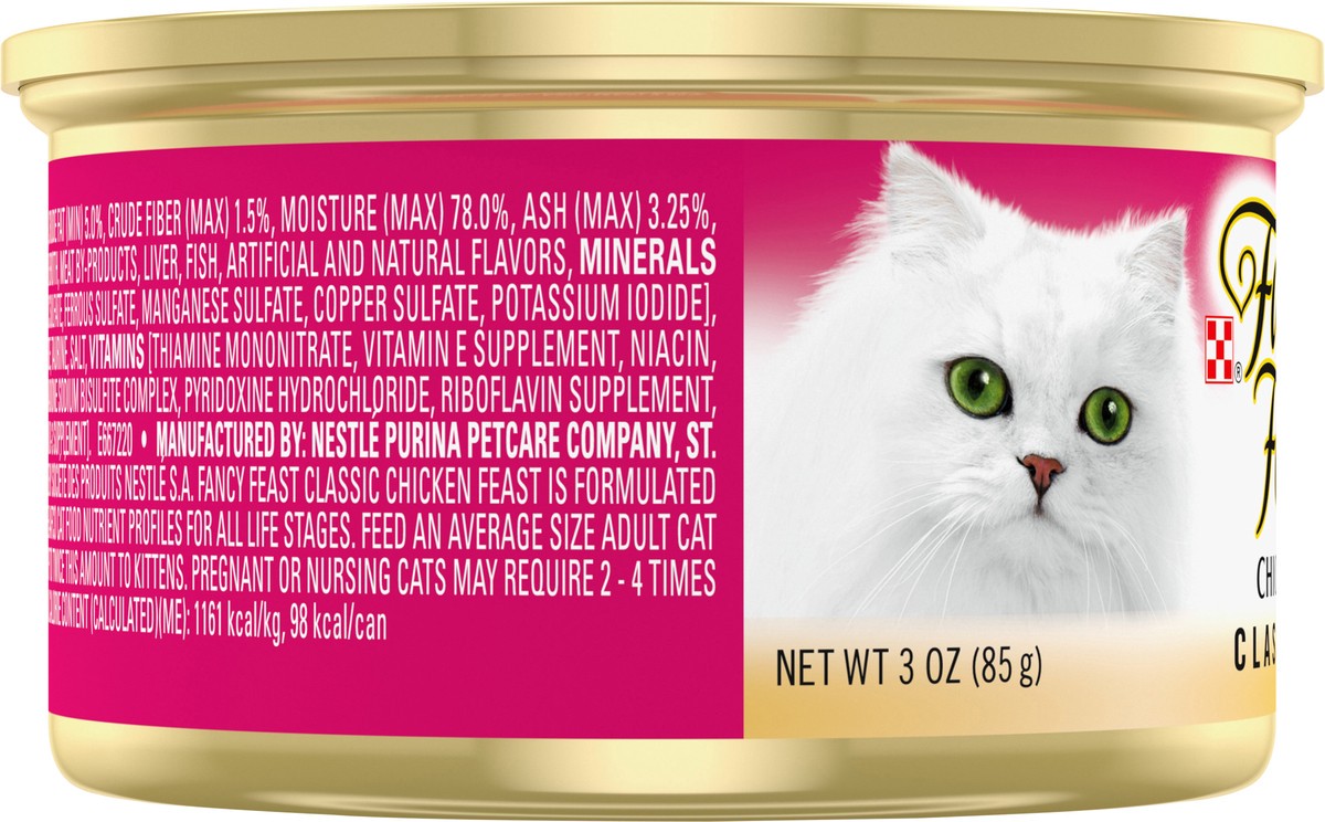 slide 4 of 7, Fancy Feast Purina Fancy Feast Chicken Feast Classic Grain Free Wet Cat Food Pate - 3 oz. Can, 3 oz