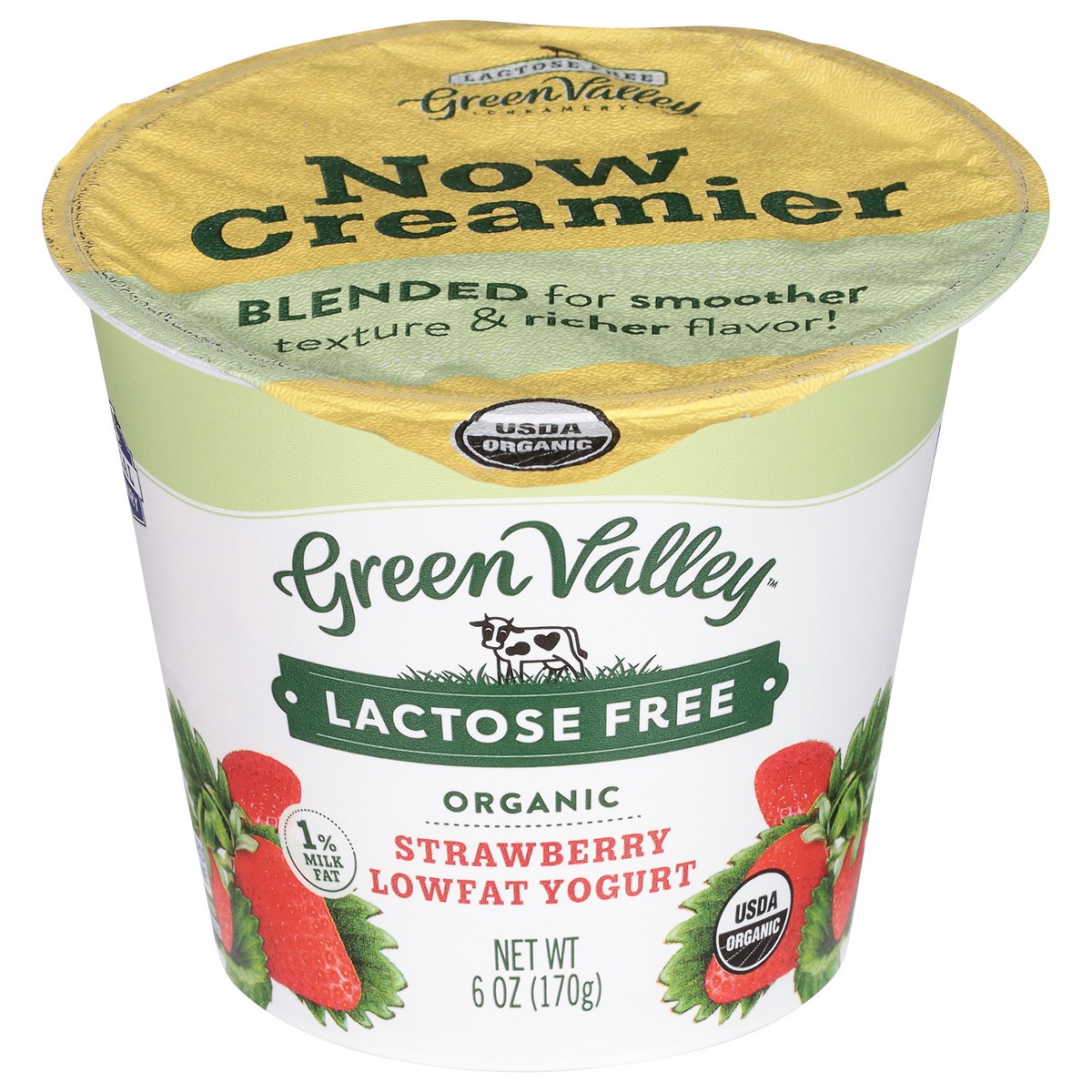 slide 1 of 9, Green Valley Organics Lactose Free Lowfat Organic Strawberry Yogurt 6 oz, 6 oz