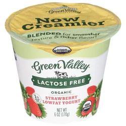 Green Valley Organics Lactose Free Lowfat Organic Strawberry Yogurt 6 oz
