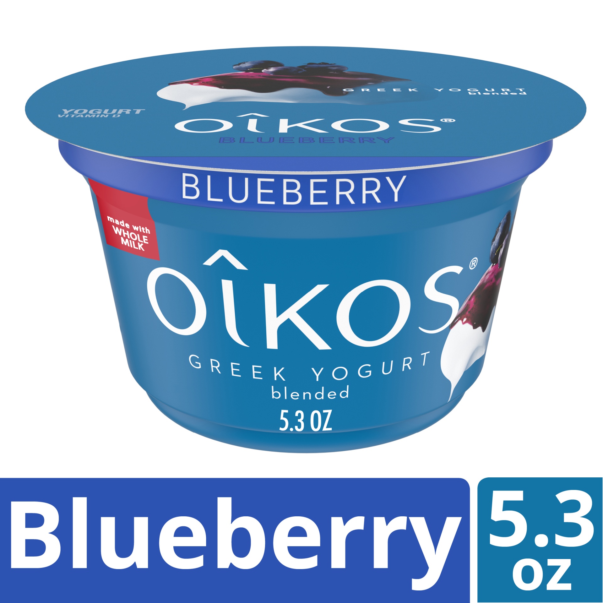 slide 1 of 5, Oikos Whole Milk Blueberry Tart Greek Yogurt, 5.3 oz