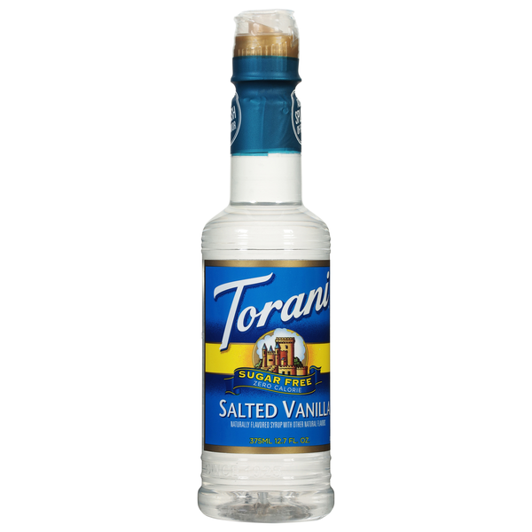 slide 1 of 1, Torani Syrup, Sugar Free, Zero Calorie, Salted Vanilla, 375 ml