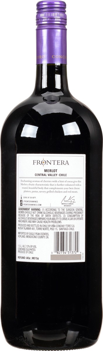 slide 6 of 11, Frontera Central Valley Chile Merlot 1.5 lt Bottle, 1.50 liter