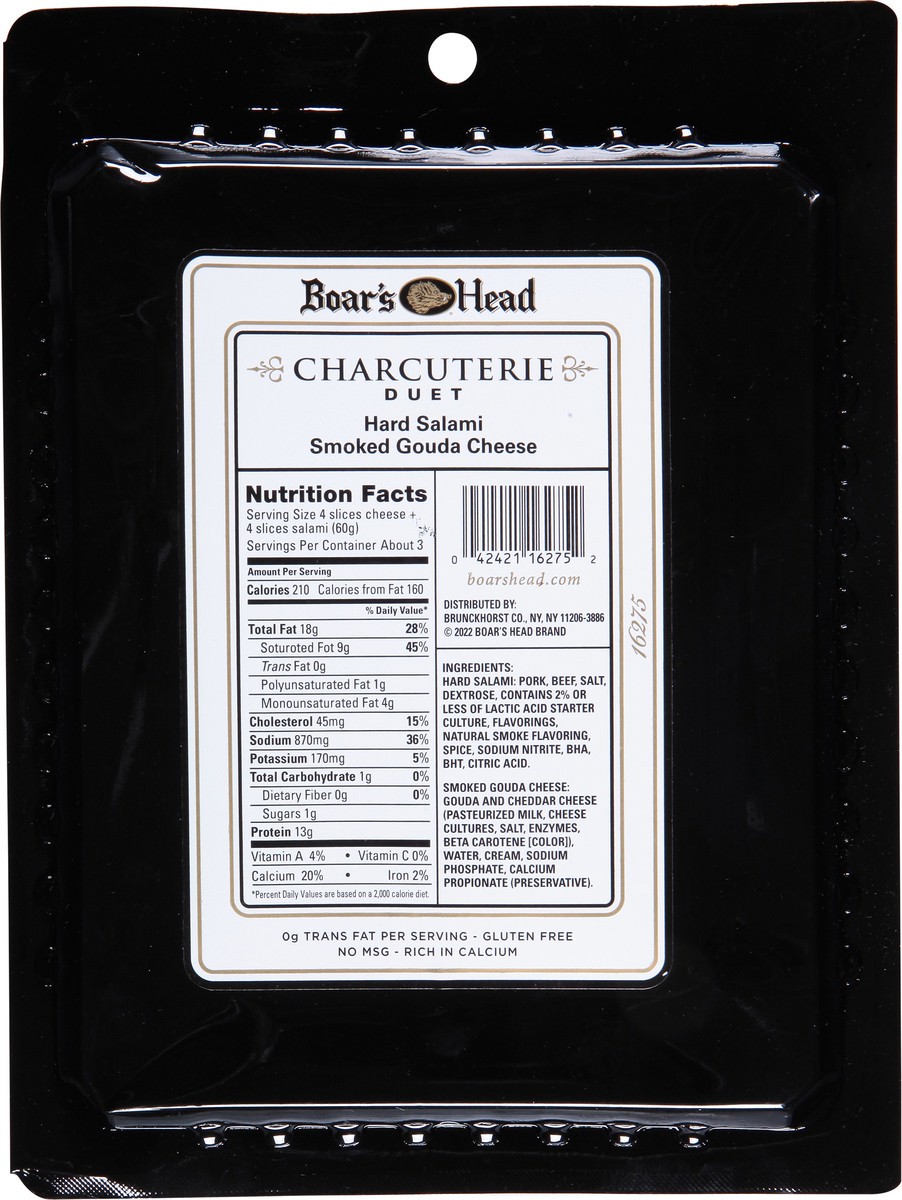 slide 5 of 13, Boar's Head Charcuterie Duet: Hard Salami & Smoked Gouda, 6 oz