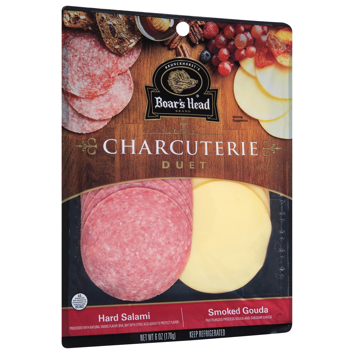slide 11 of 13, Boar's Head Charcuterie Duet: Hard Salami & Smoked Gouda, 6 oz