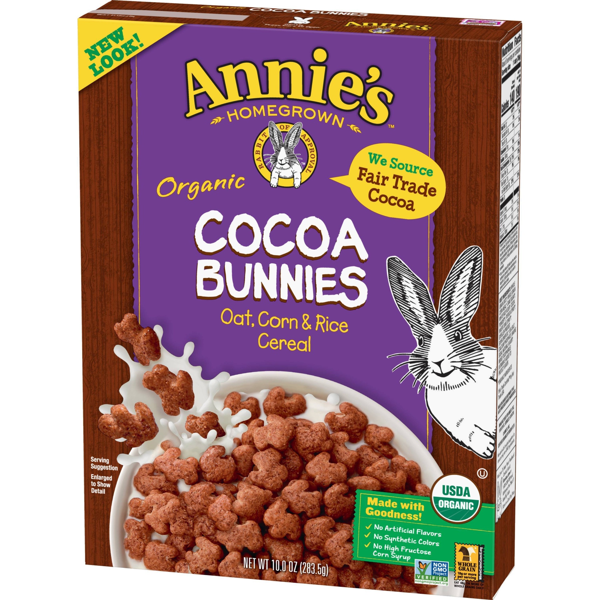 slide 1 of 1, Annie's Organic Cereal, Cocoa Bunnies, Oat, Corn, Rice Cereal, 9 oz