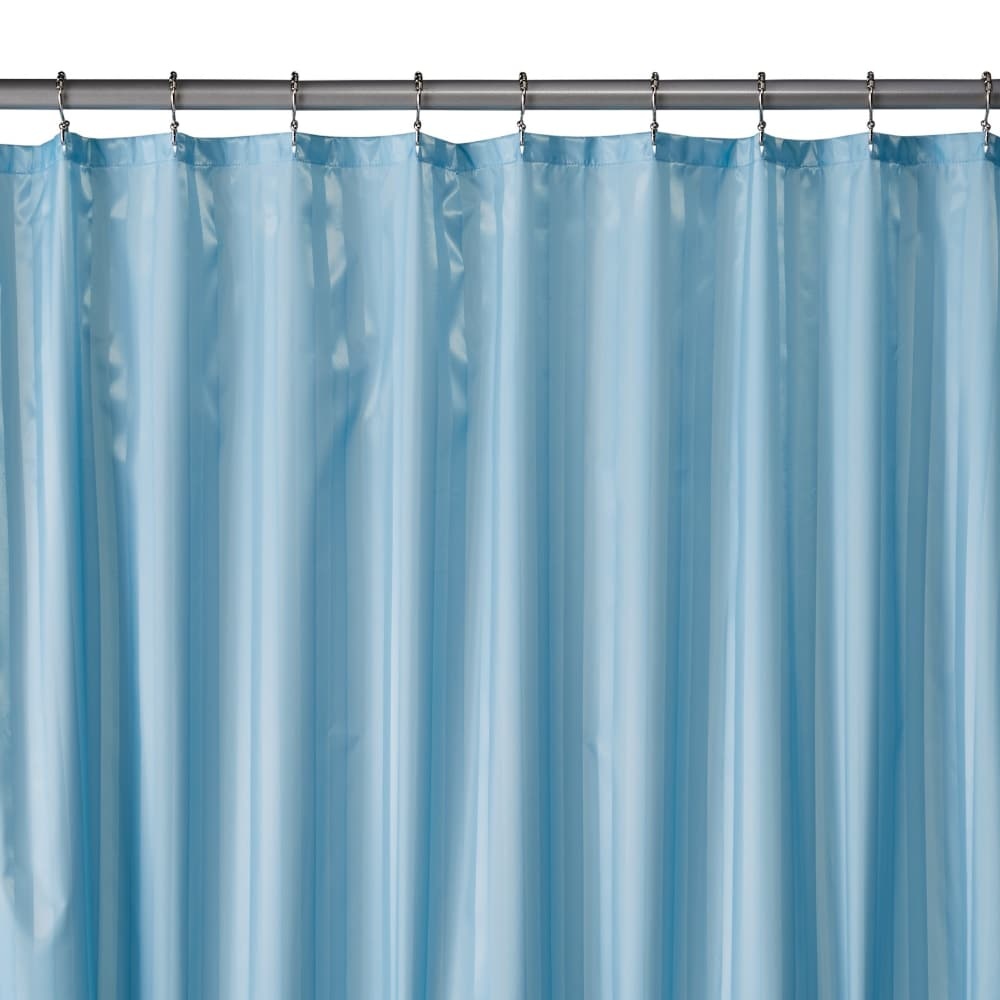 slide 1 of 1, HD Designs Satin Stripe Fabric Shower Curtain - Forget-Me-Not Blue, 72 in x 72 in