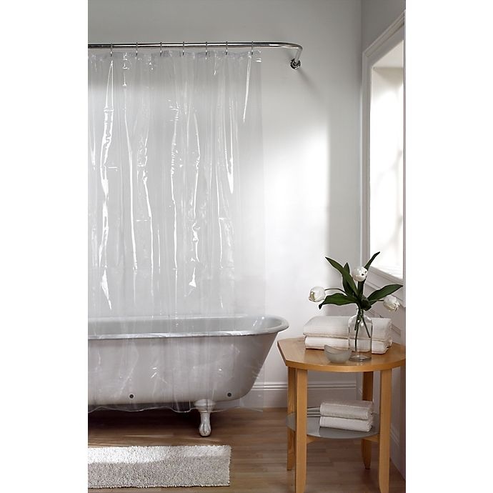 slide 1 of 6, Simply Essential Mediumweight Clear PEVA Shower Curtain Liner, 70 in x 72 in