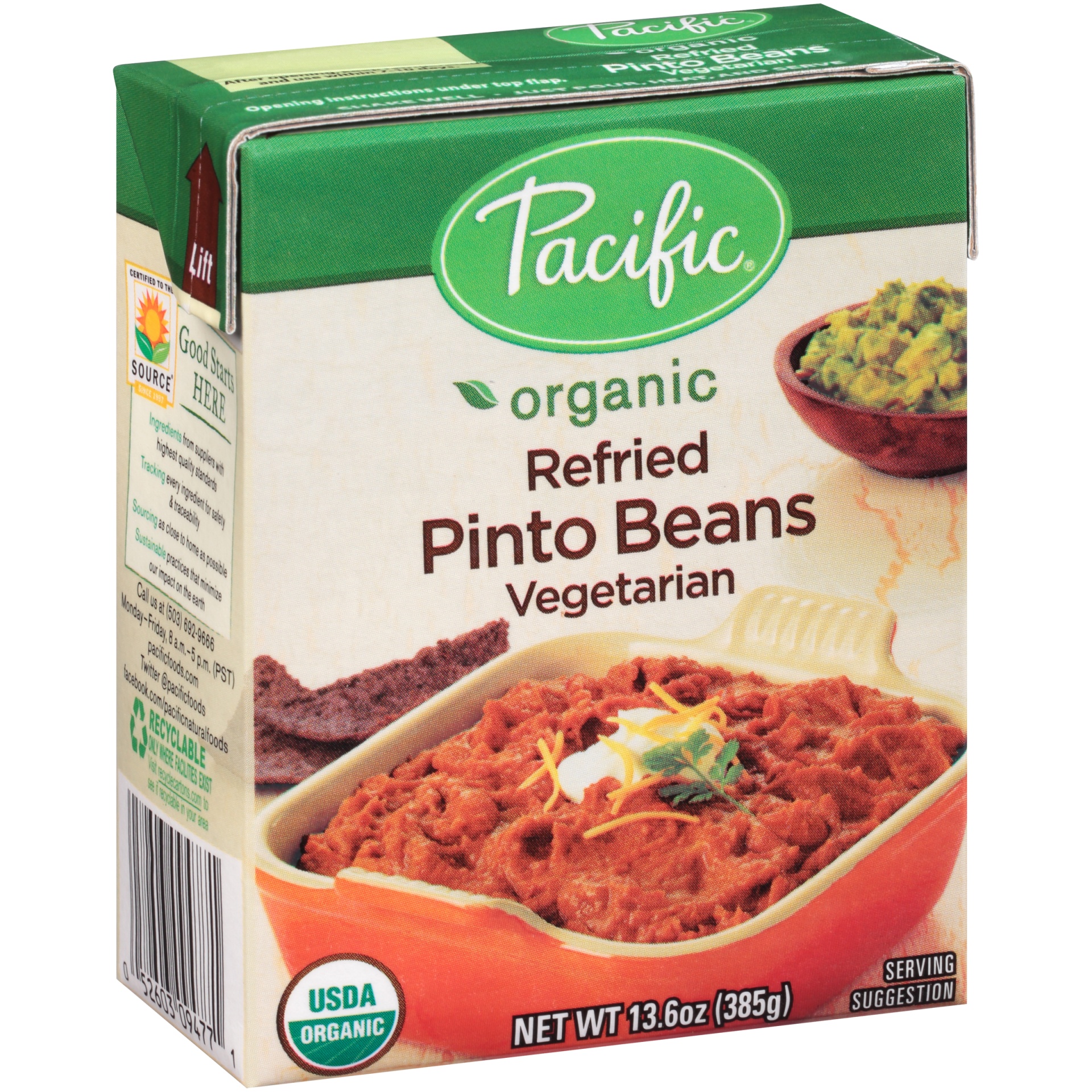 slide 1 of 4, Pacific Foods Organic VeGetarian Refried Pinto Beans, 13.6 oz