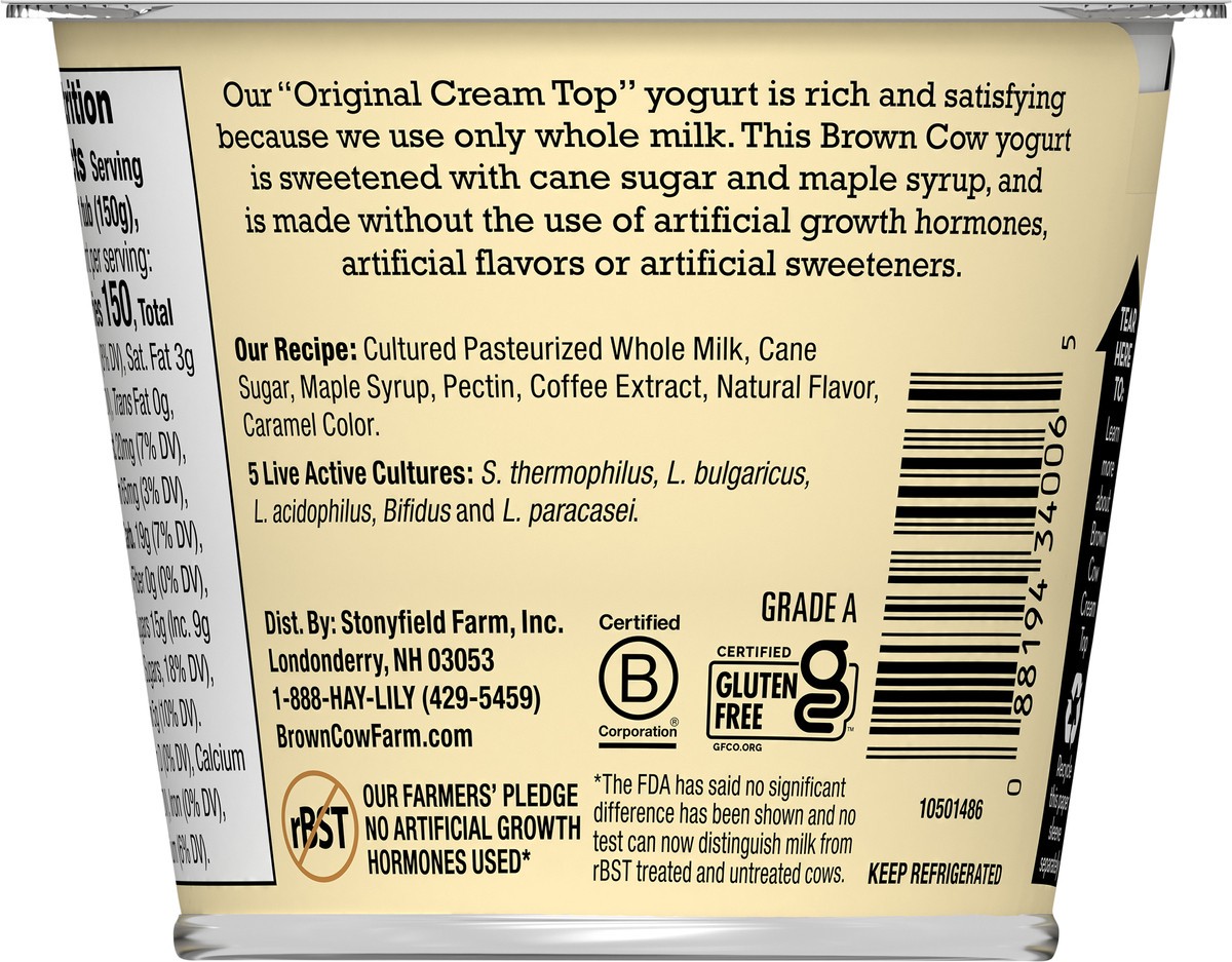 slide 7 of 7, Brown Cow Whole Milk Coffee Yogurt, 5.3 fl oz