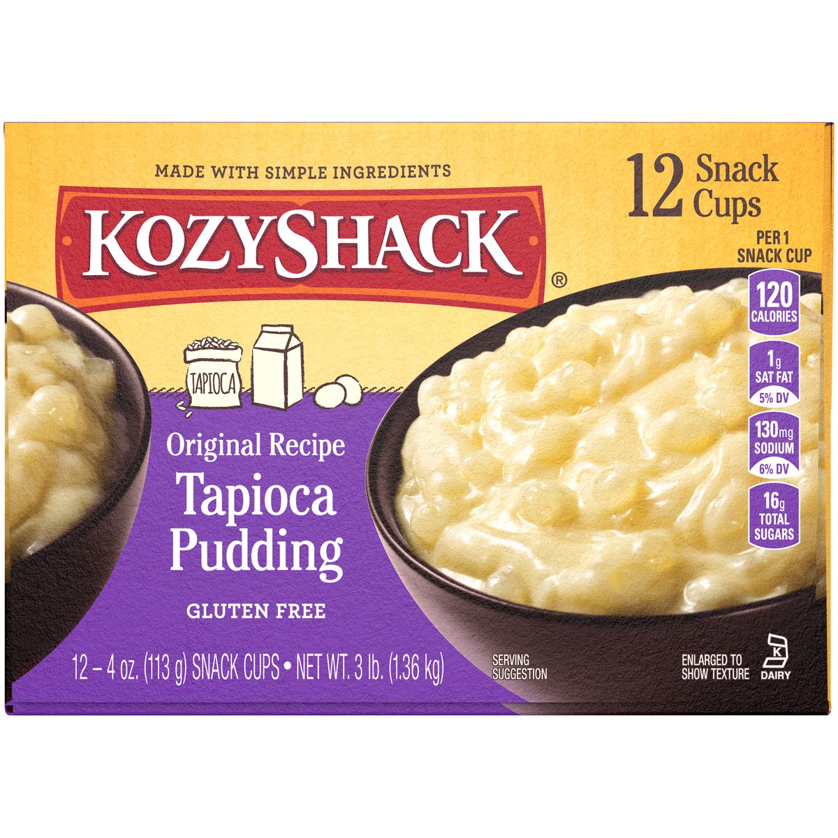 slide 13 of 14, Kozyshack Kozy Shack Original Recipe Tapioca Pudding 12-4 oz. Snack Cups, 48 oz