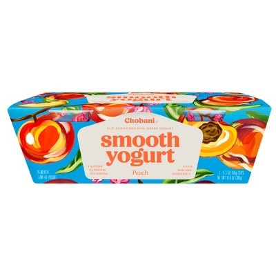 slide 1 of 1, Chobani Peach Smooth Yogurt, 2 ct; 5.3 oz