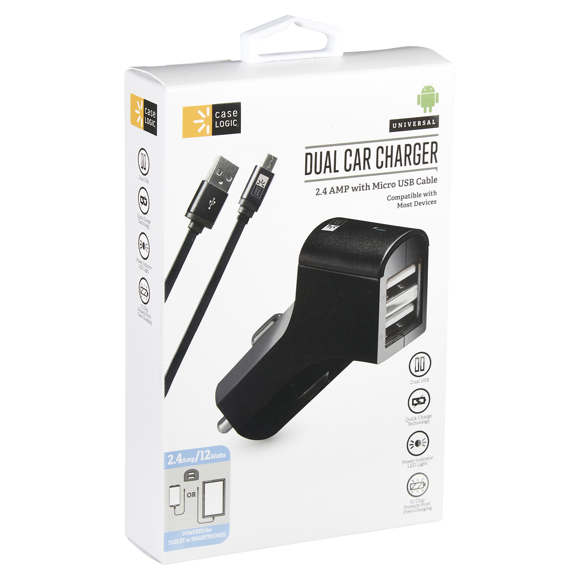 slide 5 of 29, Case Logic Dual USB 2.1 Amp 10 Watt Car Charger, Black, car