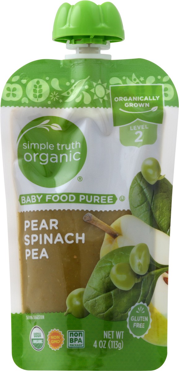 slide 8 of 8, Simple Truth Organic Pear Spinach Pea Stage 2 Baby Food Puree, 4 oz