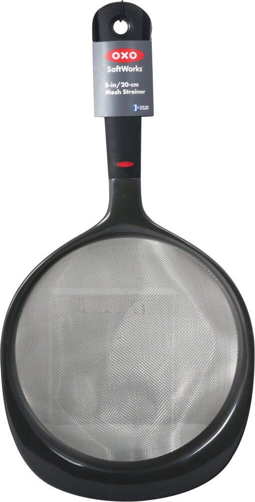 slide 1 of 2, Oxo Soft Works Strainer - Black, 8 in