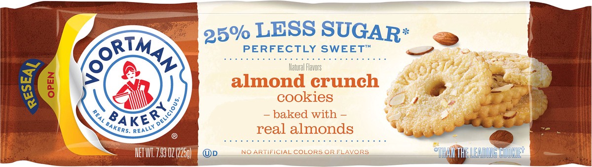 slide 3 of 11, VOORTMAN Bakery Perfectly Sweet Almond Crunch Cookies, 7.93 OZ, 7.93 oz