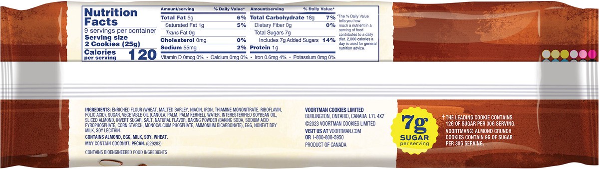 slide 2 of 11, VOORTMAN Bakery Perfectly Sweet Almond Crunch Cookies, 7.93 OZ, 7.93 oz