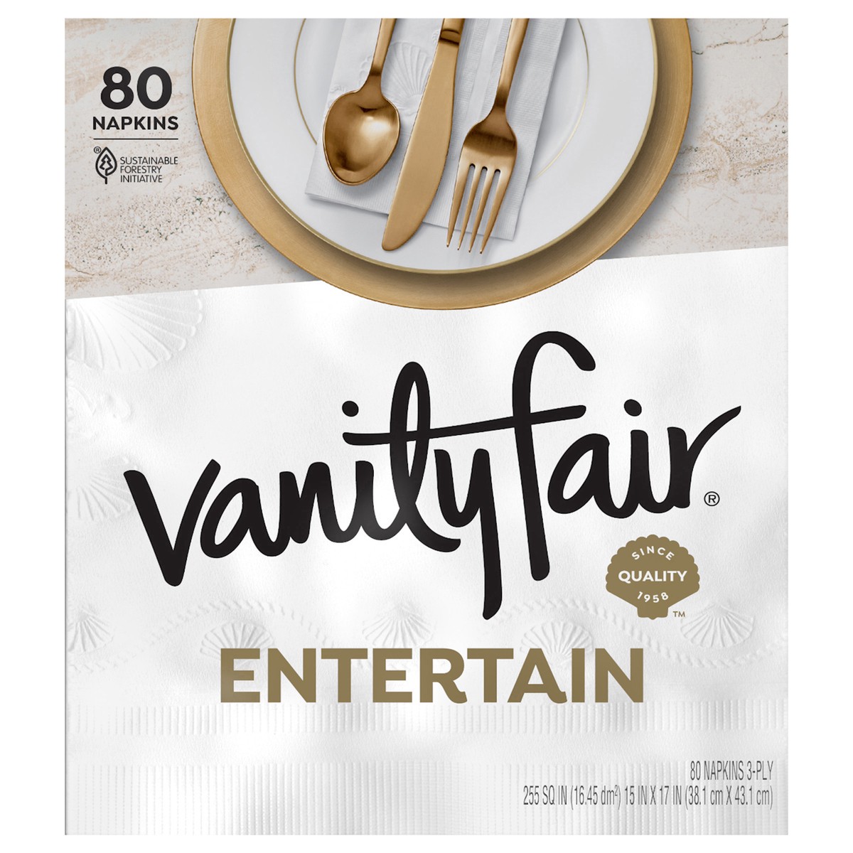 slide 1 of 3, Vanity Fair Entertain Paper Napkins, 80 Count, 80 ct