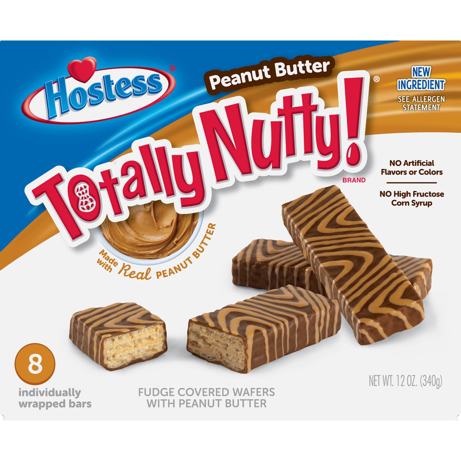 slide 1 of 6, HOSTESS Peanut Butter TOTALLY NUTTY! Wafers, 8 count, 12 oz, 12 oz