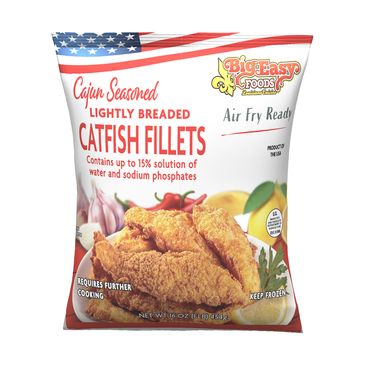 slide 1 of 5, Big Easy Cajun Breaded Catfish Fillets 16oz., 16 oz