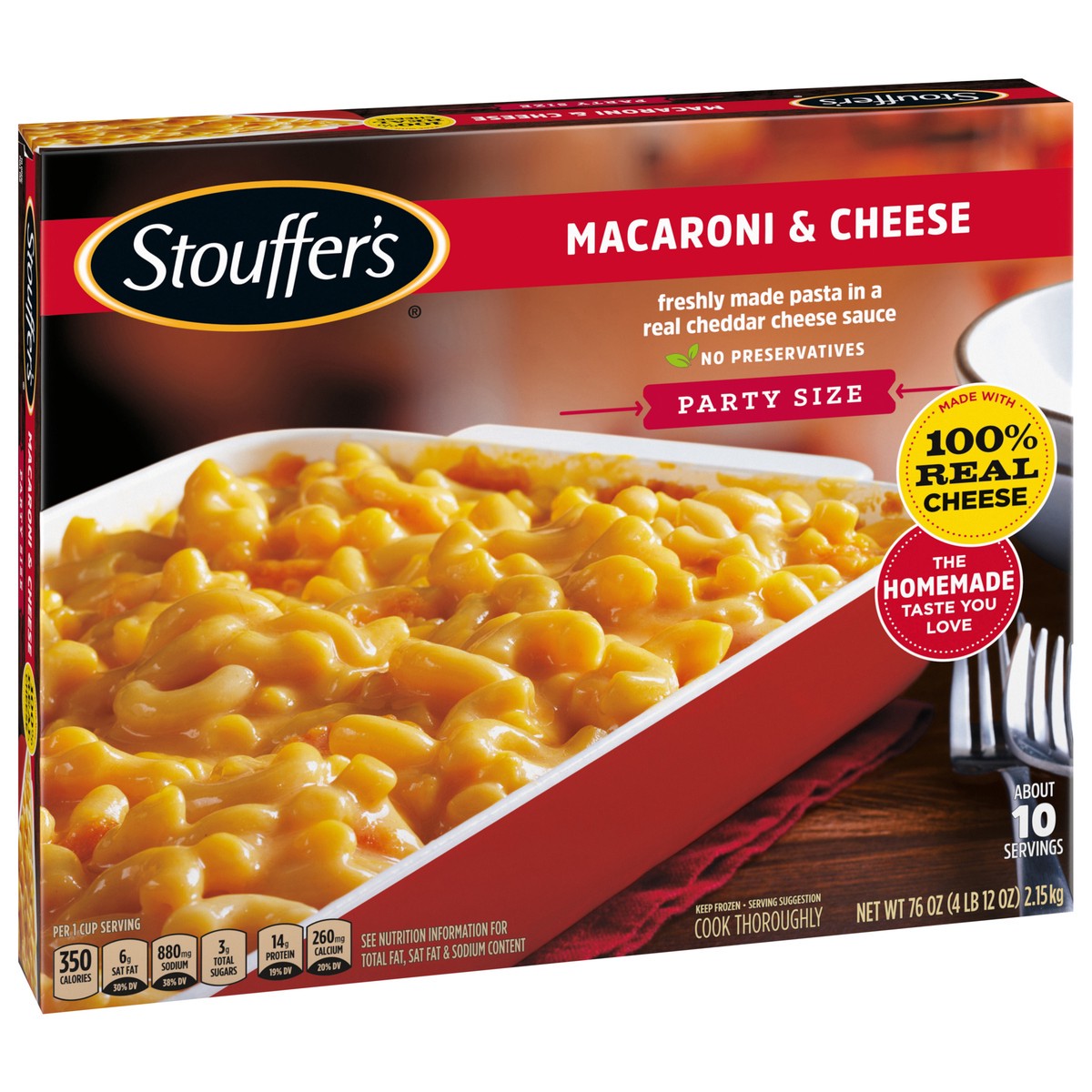 slide 13 of 14, Stouffer's Party Size Macaroni & Cheese Frozen Meal 76 oz., 76 oz