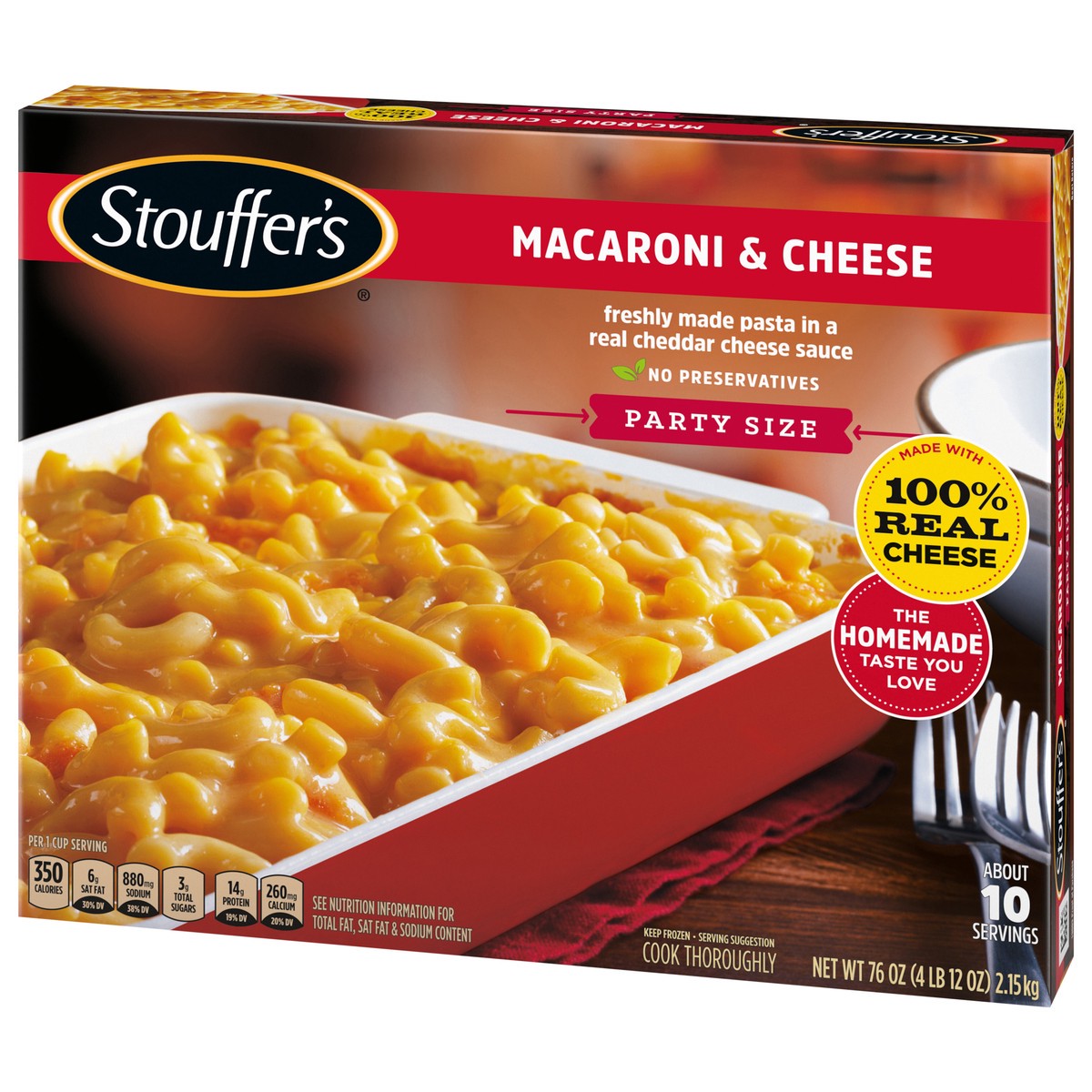slide 8 of 14, Stouffer's Party Size Macaroni & Cheese Frozen Meal 76 oz., 76 oz
