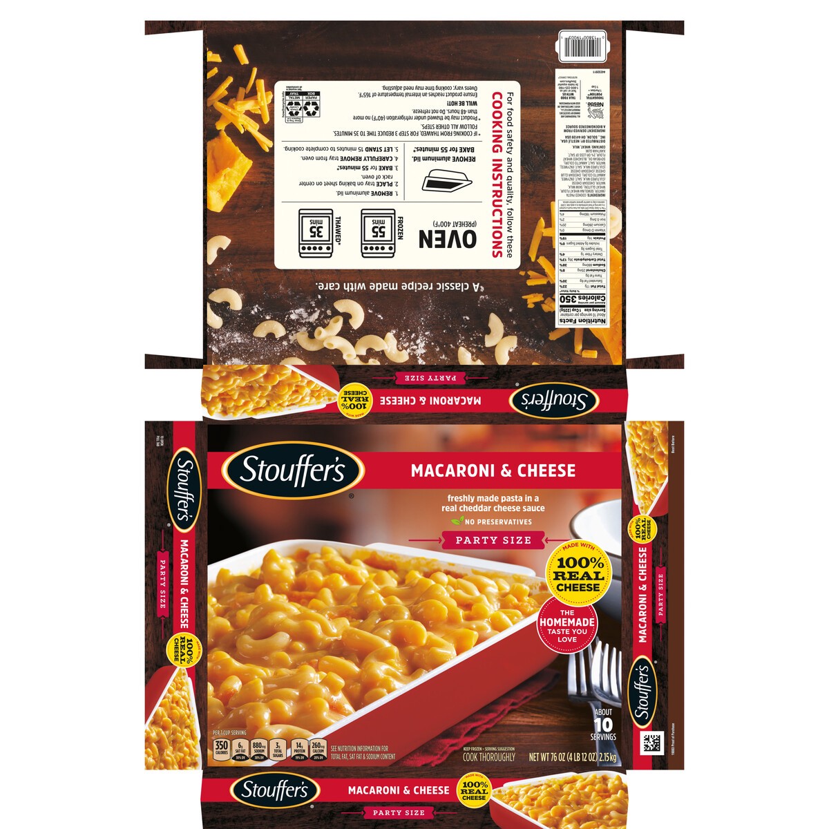 slide 10 of 14, Stouffer's Party Size Macaroni & Cheese Frozen Meal 76 oz., 76 oz