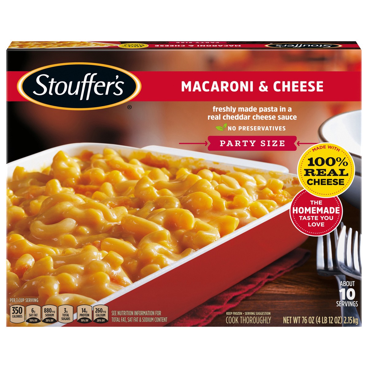 slide 6 of 14, Stouffer's Party Size Macaroni & Cheese Frozen Meal 76 oz., 76 oz