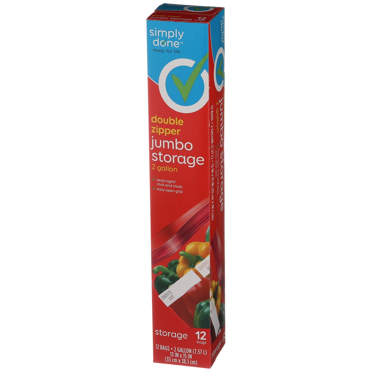 slide 2 of 11, Simply Done Double Zipper Jumbo Storage Bags, 2 gal