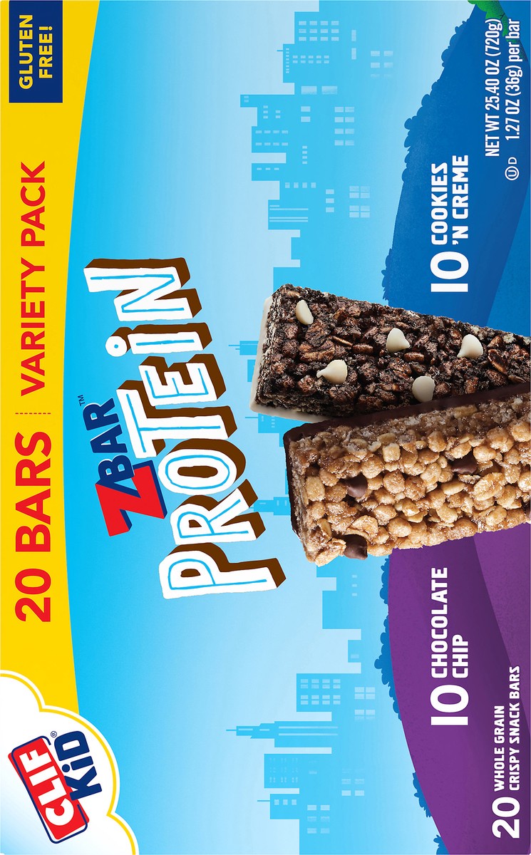 slide 4 of 9, Zbar Protein Chocolate Chip/Cookies 'N Creme Snack Bars Variety Pack 10 - 1.27 oz Packs, 20 ct