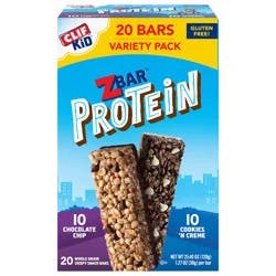 Zbar Protein Chocolate Chip/Cookies 'N Creme Snack Bars Variety Pack 10 - 1.27 oz Packs
