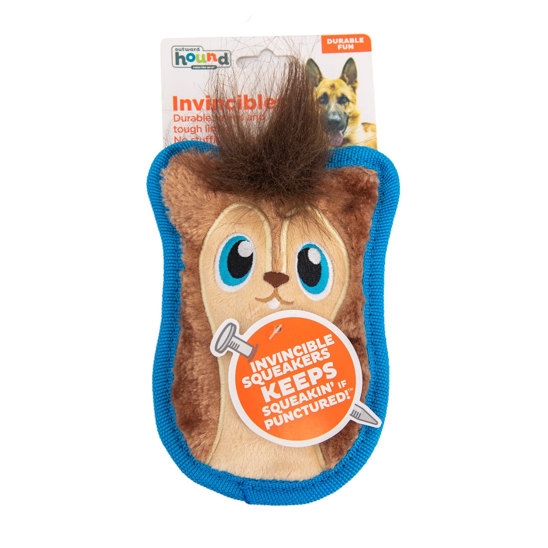 slide 1 of 1, Outward Hound Invincibles Mini Tan Squirrel Plush Dog Toy, Small, 1 ct