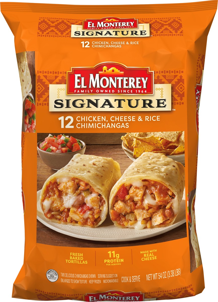 slide 7 of 7, El Monterey Signature Chicken Cheese & Rice Frozen Chimichangas 12 Count - 54 Oz, 12 ct