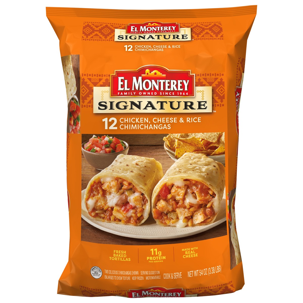 slide 1 of 7, El Monterey Signature Chicken Cheese & Rice Frozen Chimichangas 12 Count - 54 Oz, 12 ct