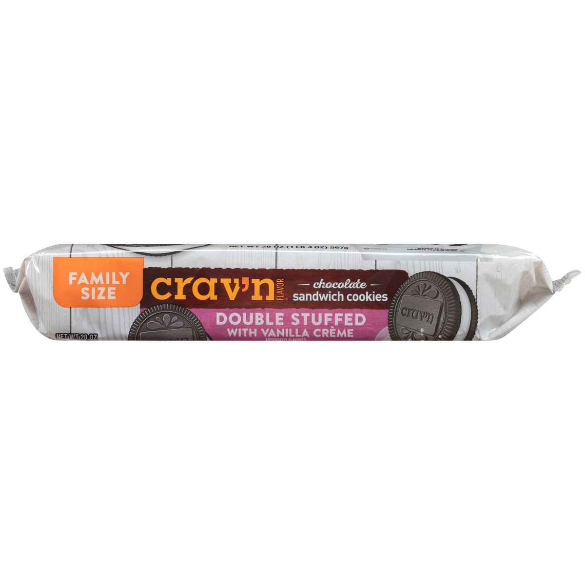 Crav'n Flavor Vanilla Creme Double Stuffed Chocolate Sandwich Cookies