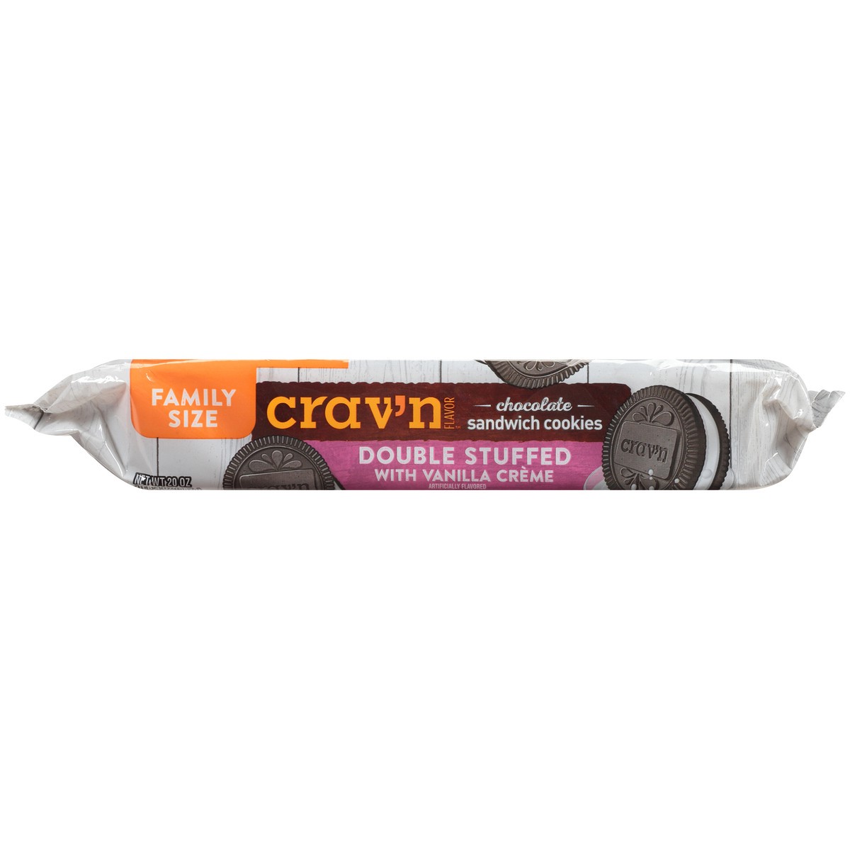 Crav'n Flavor Vanilla Creme Double Stuffed Chocolate Sandwich Cookies