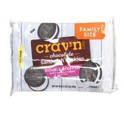 Crav'n Flavor Vanilla Creme Double Stuffed Chocolate Sandwich Cookies