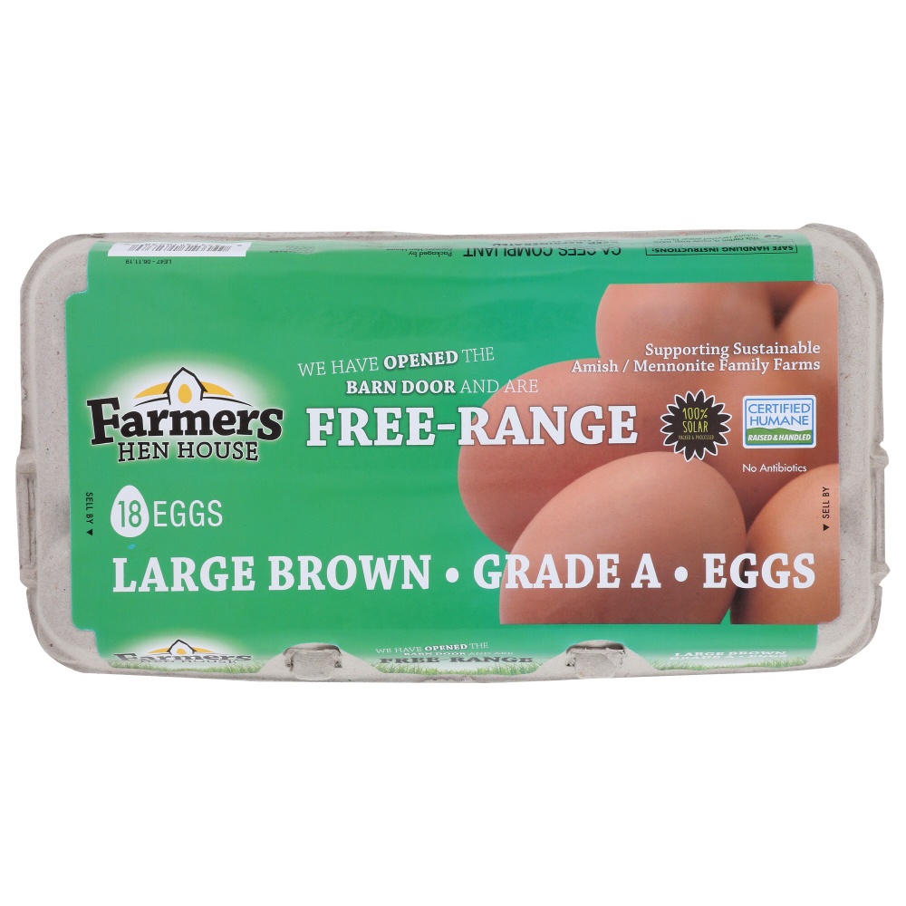 slide 1 of 1, Farmers Hen House Large Free Range Eggs, 18 ct