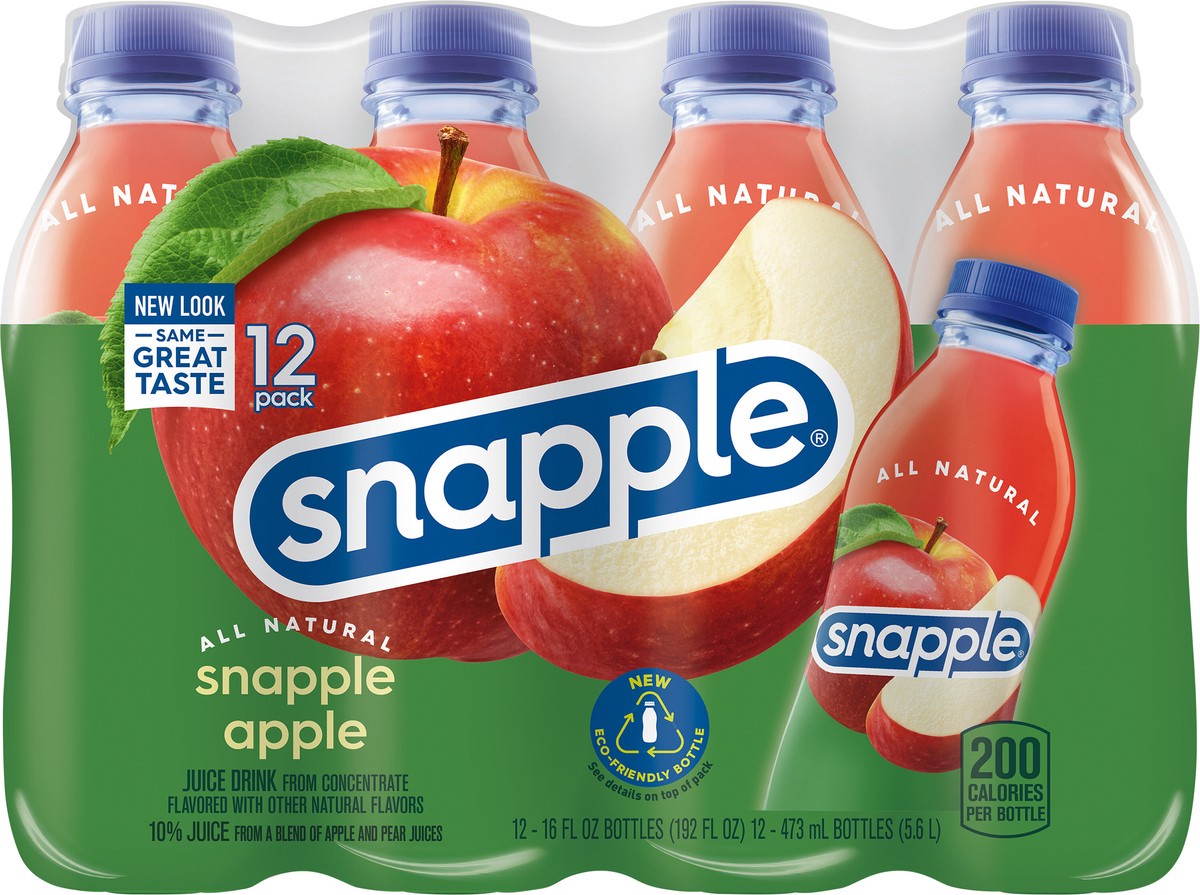 slide 1 of 10, Snapple Apple, 16 fl oz recycled plastic bottle, 12 pack - 12 ct, 12 ct